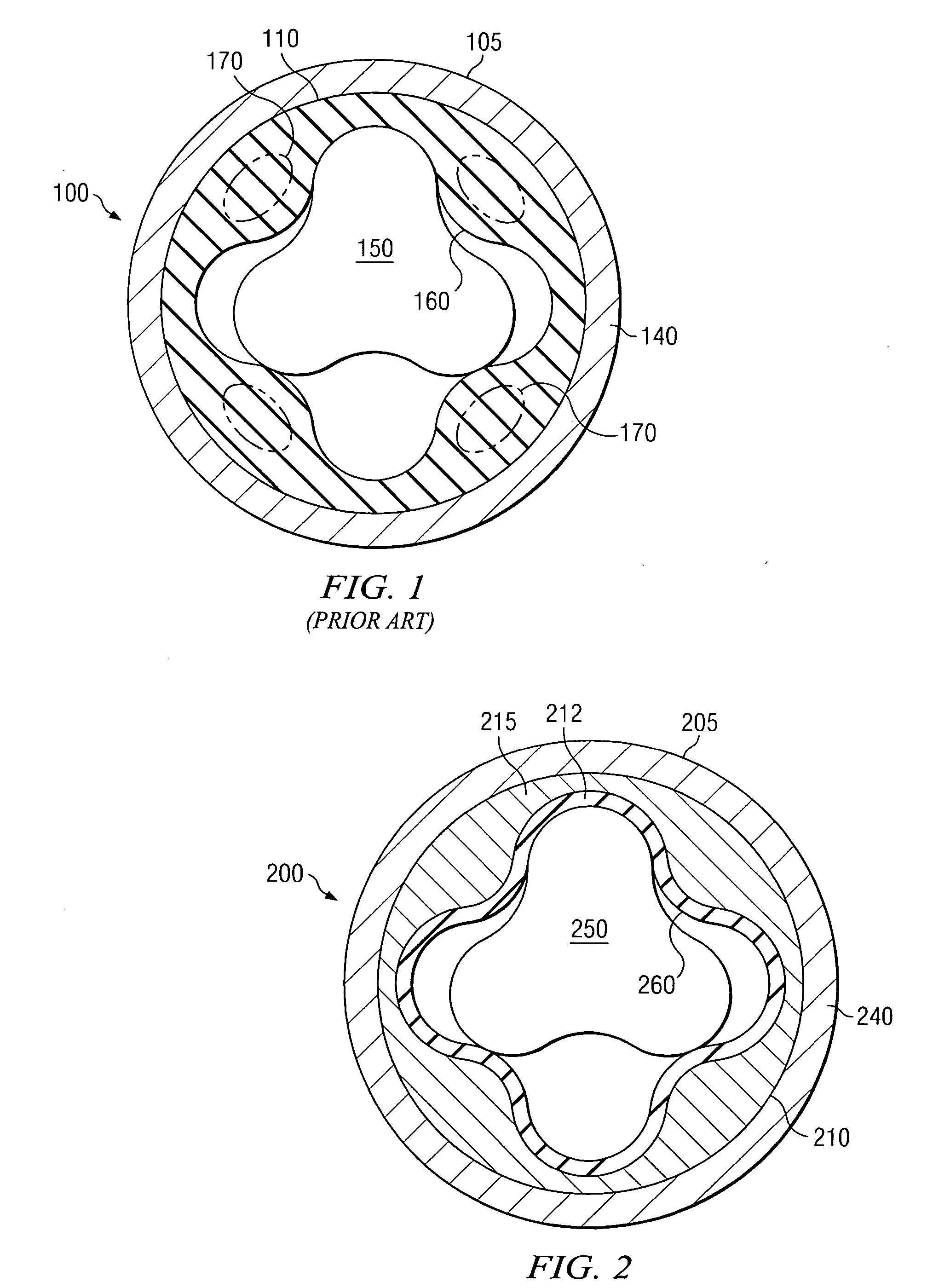 Asymmetric contouring of elastomer liner on lobes in a Moineau style power section stator