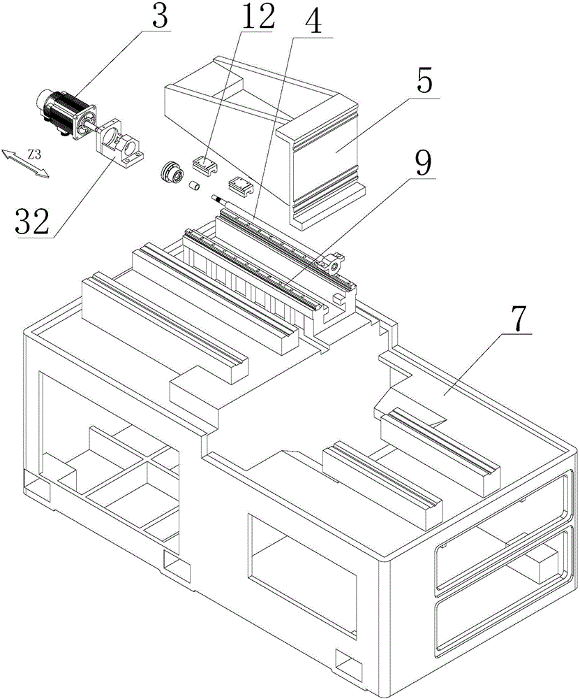 Cross-shaped sliding block third axis group mechanism of Swiss-type turning-milling machine tool