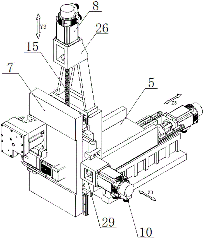Cross-shaped sliding block third axis group mechanism of Swiss-type turning-milling machine tool