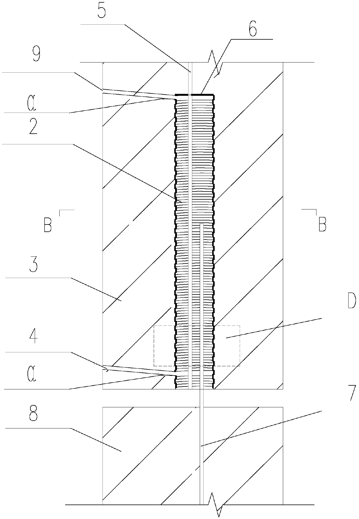 Steel bar lap joint structure containing FRP constraint ring