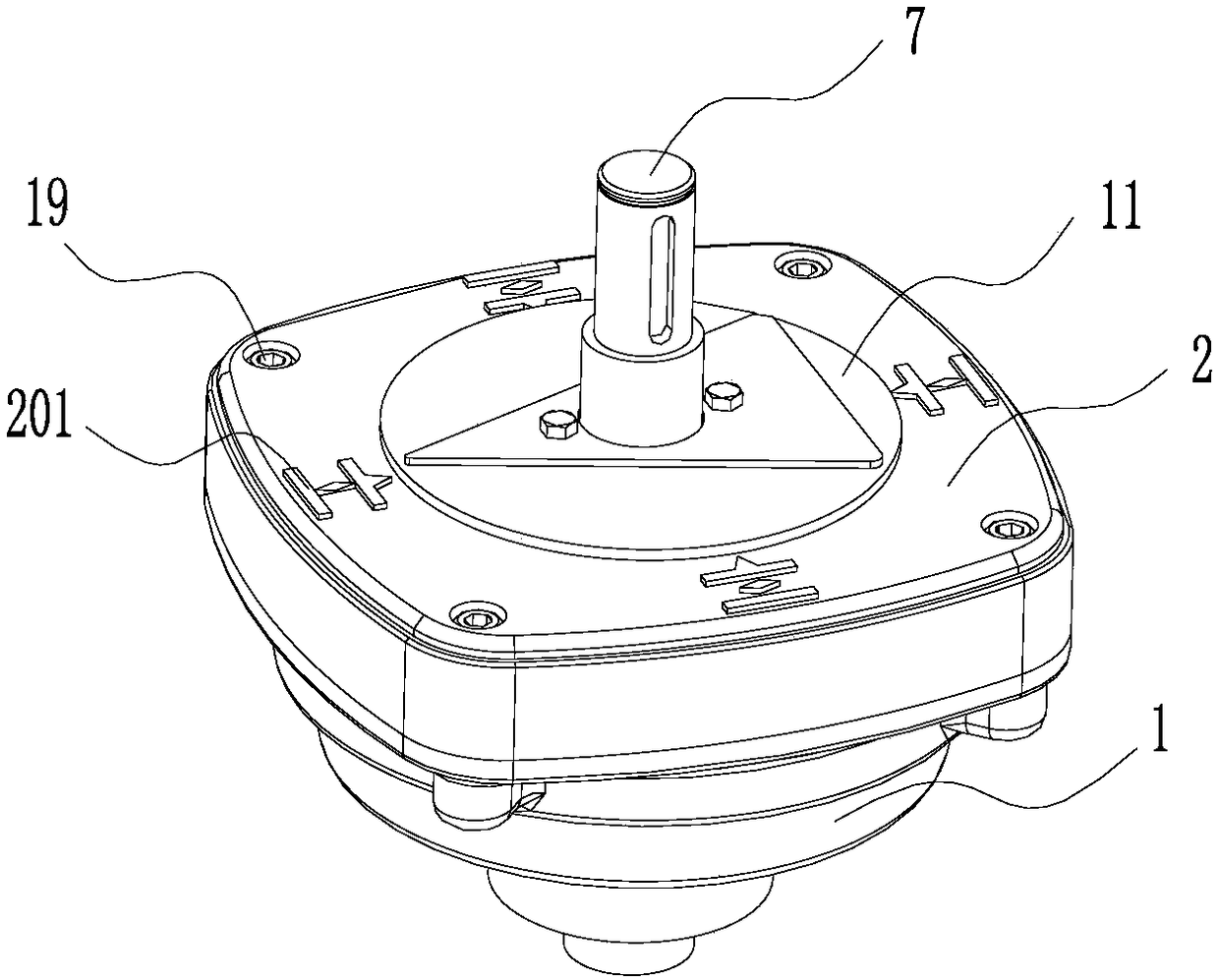 A double-indicating device for angular strokes for butterfly valves