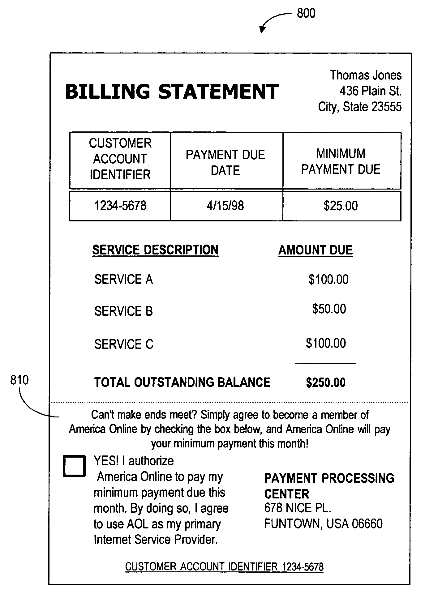 Billing statement customer acquisition system