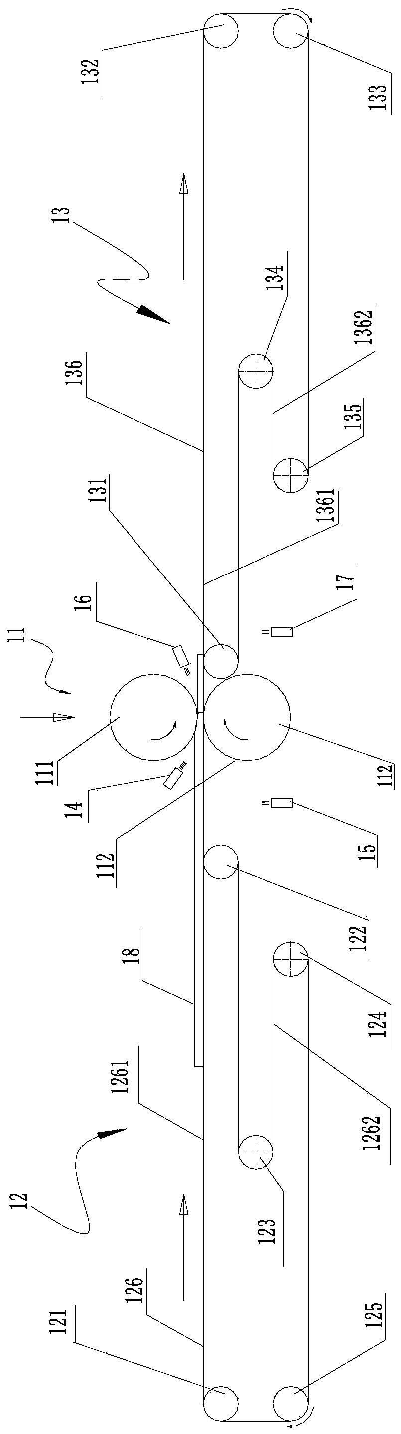 Flour piece pressure-thinning device and crisping machine