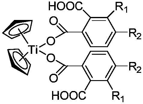Titanocene complex with oxygen-containing carboxylic acid as ligand as well as preparation method and application of titanocene complex
