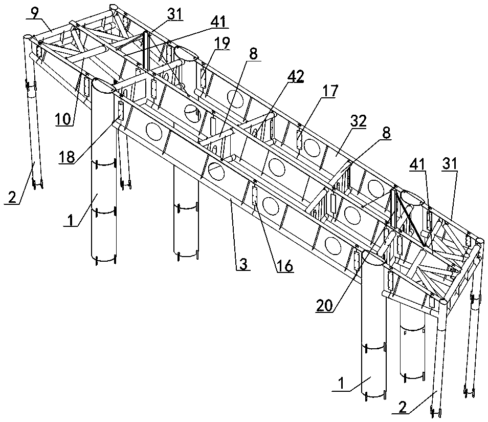 Long-span multi-section combined truss roof structural system and construction method thereof