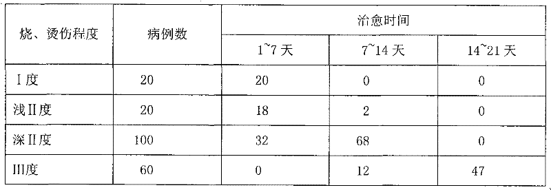 Pharmaceutical composition for curing thermal damage of mammal or human and preparation method thereof