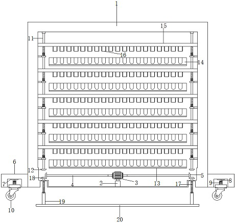 A test tube batch transportation device for blood testing