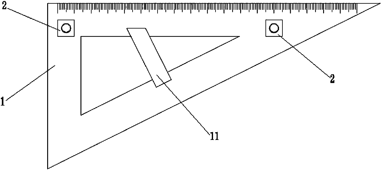 Set square provided with pressing key type sucker and used for teaching