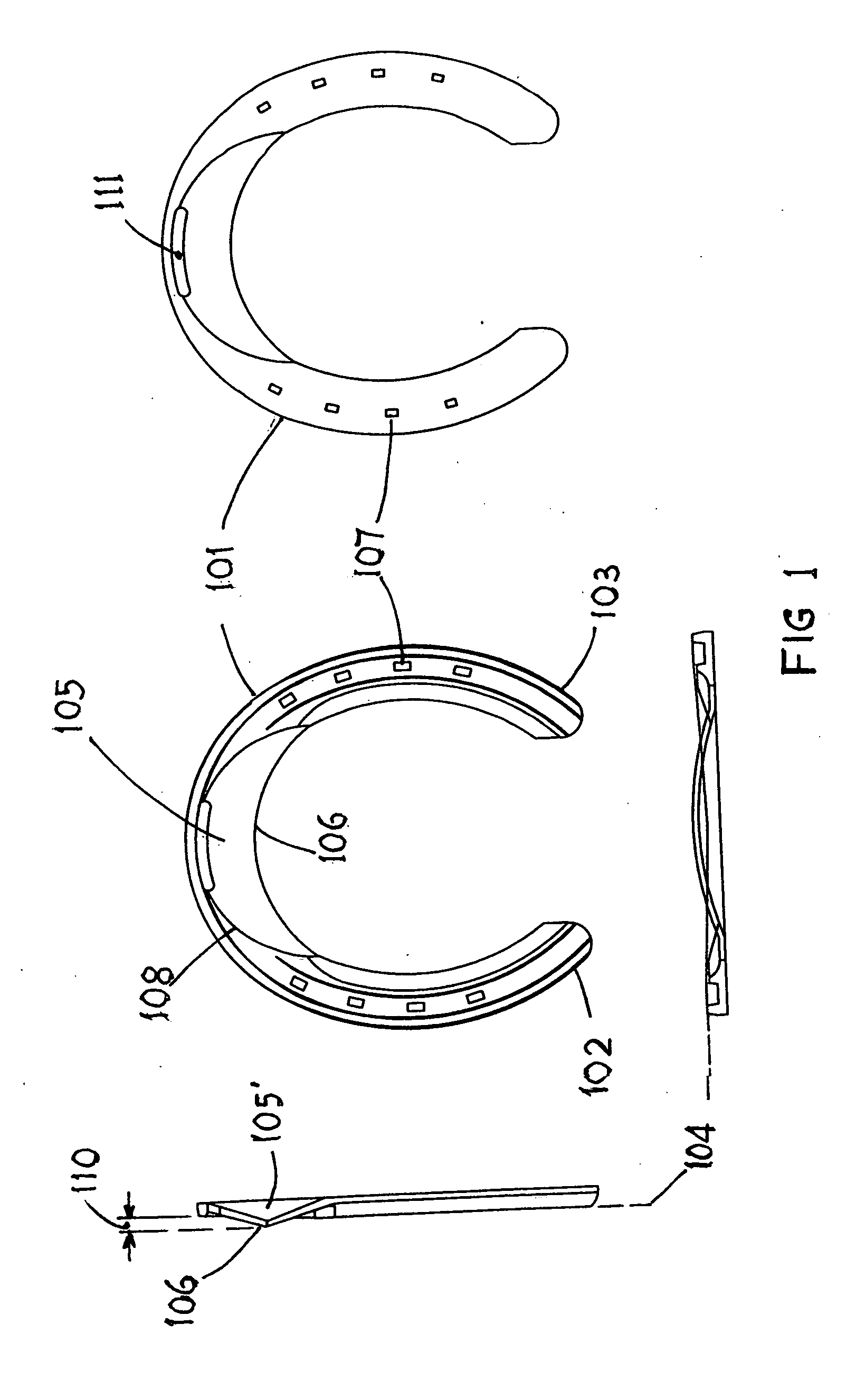 Horse shoe with splaying feature and flexibility