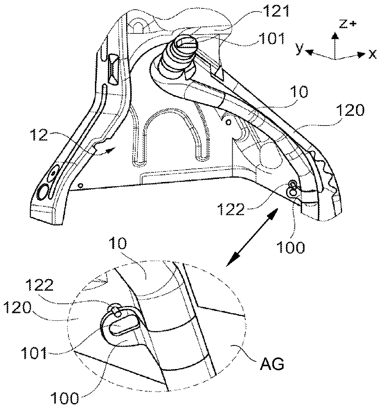 Fuel filler neck provided with an attachment device