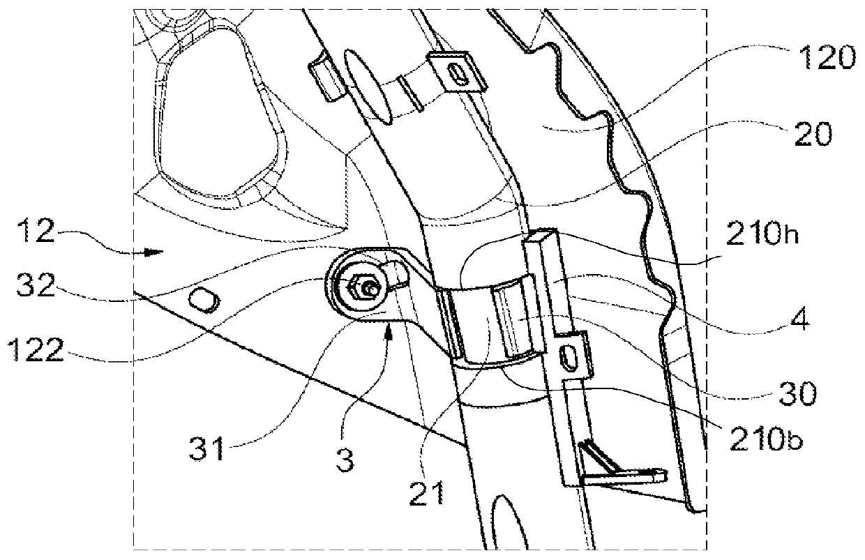 Fuel filler neck provided with an attachment device