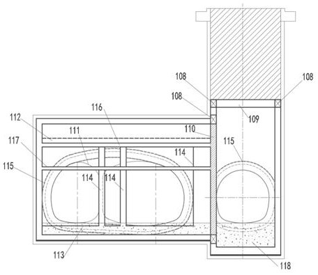 A method for setting up a shaft above the underground excavation section of a subway to construct a large cross section