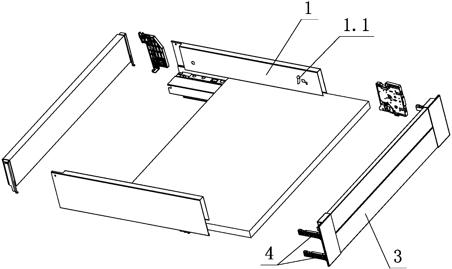 Locking and separating system for furniture drawer front panel