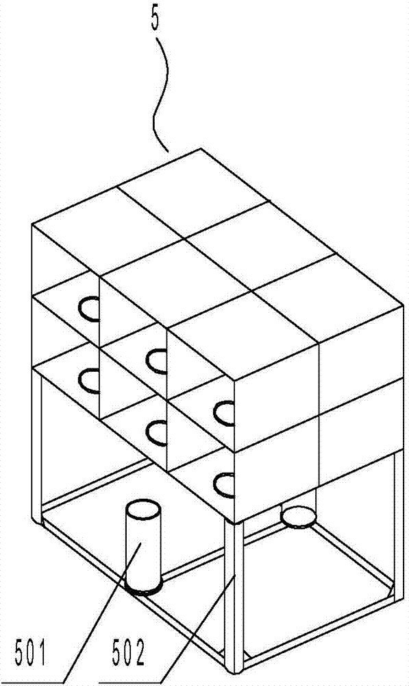 Front positioning device for storage type robot for competition