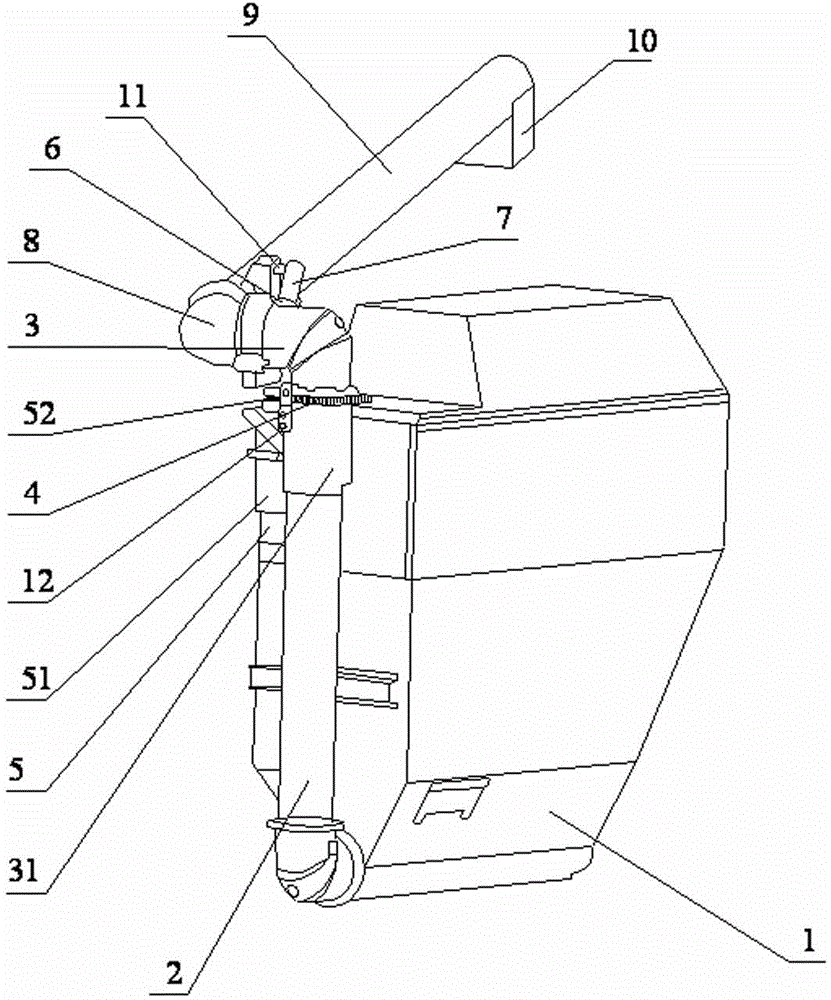 High position unloading and automatic return device of combine harvester