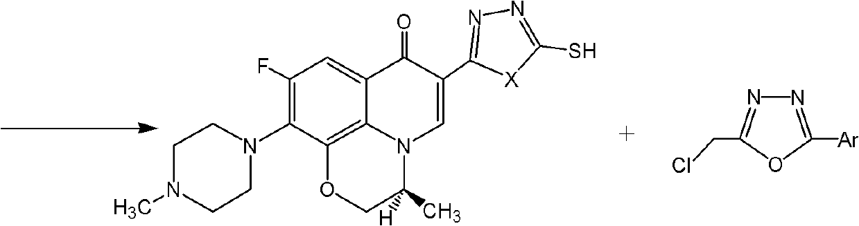 Levo-fluoroquinolone C3 bisazole methyl sulfide, preparation method and application thereof