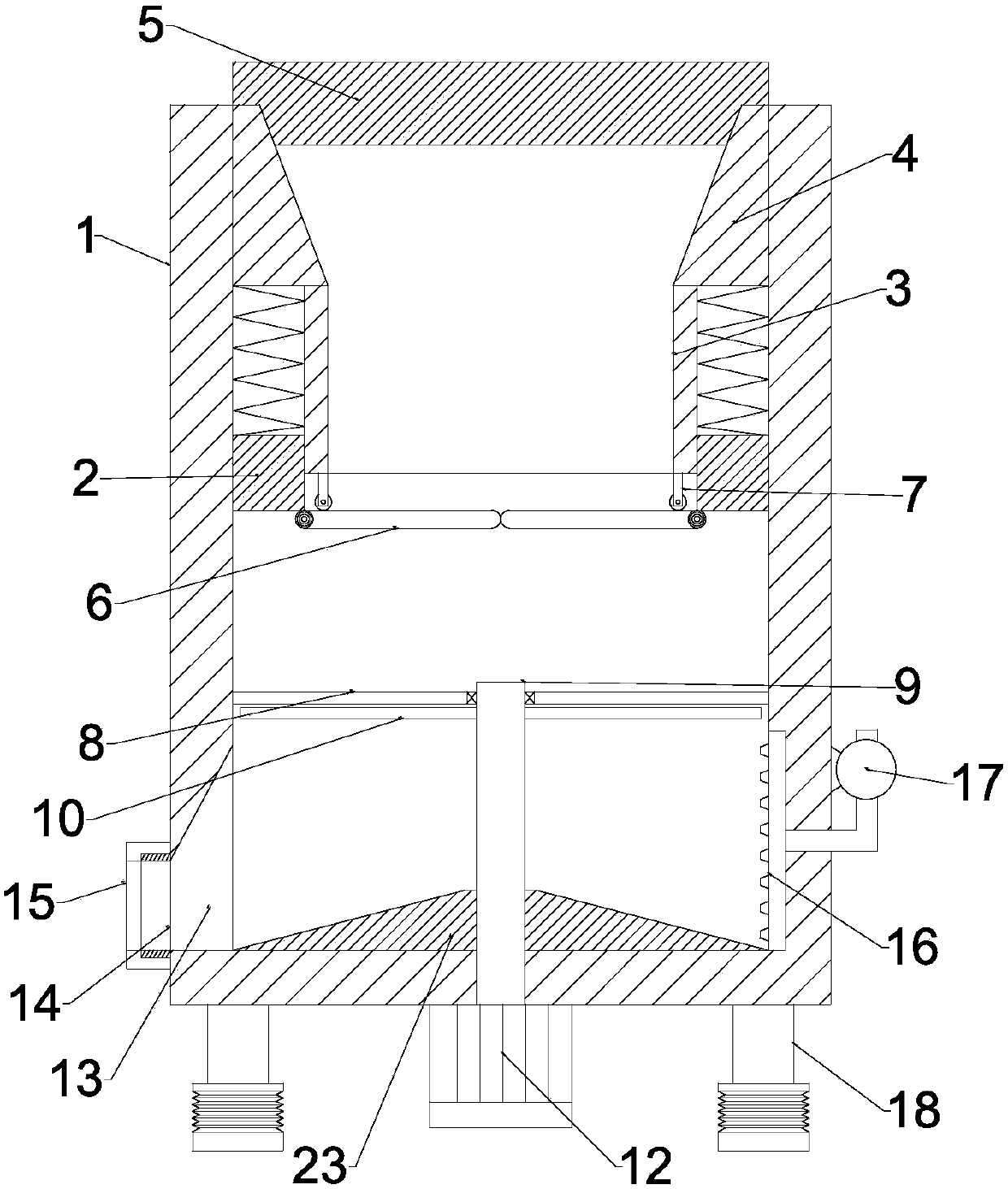 Household domestic garbage smashing treatment device