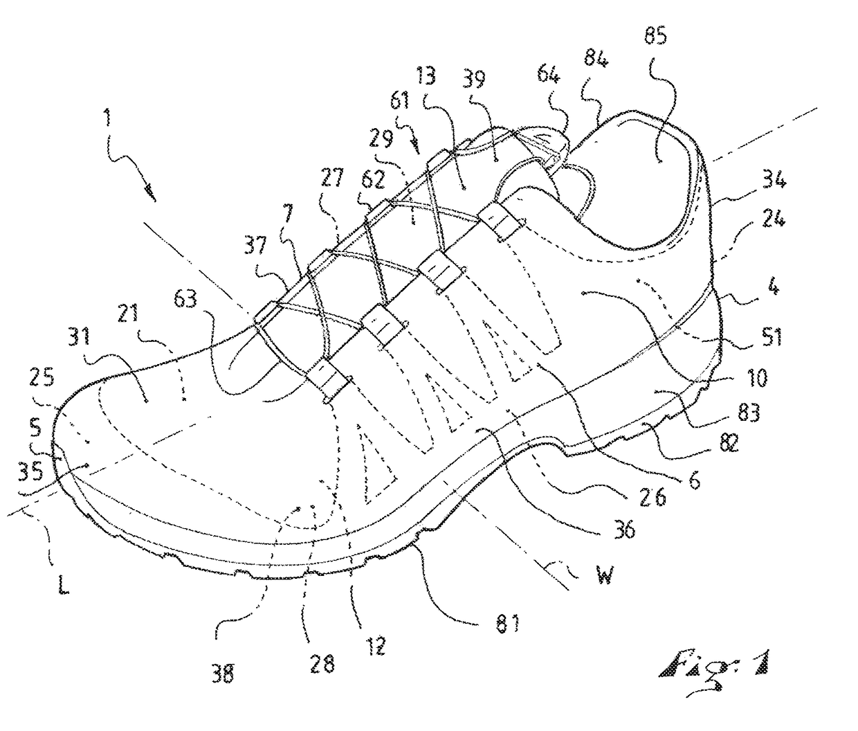 Method for manufacturing footwear, footwear produced using said method, and machine for manufacturing footwear