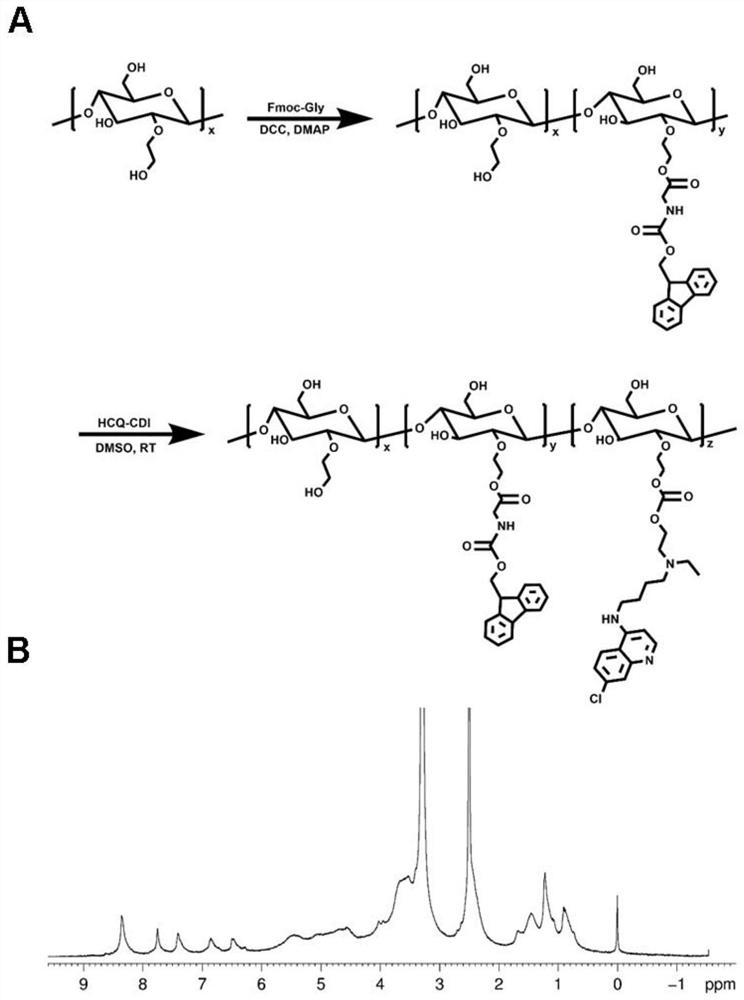 A polymeric chloroquine fluorenylmethylcarbonyl nanogel delivery system and preparation method thereof