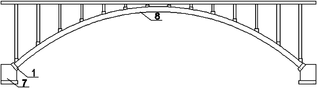 Hexagonal damping device for arch bridge