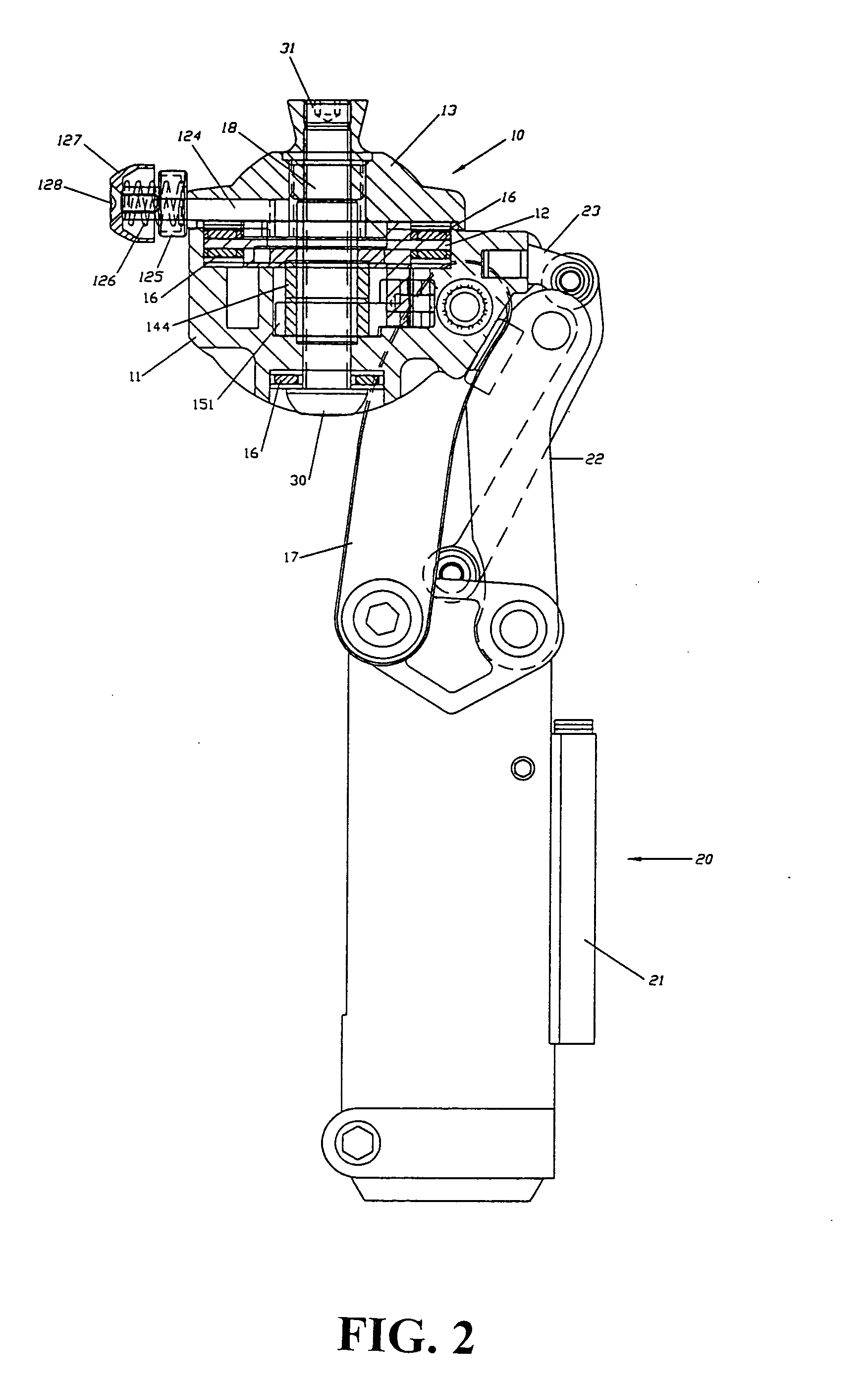 Rotating pneumatic knee joint structure