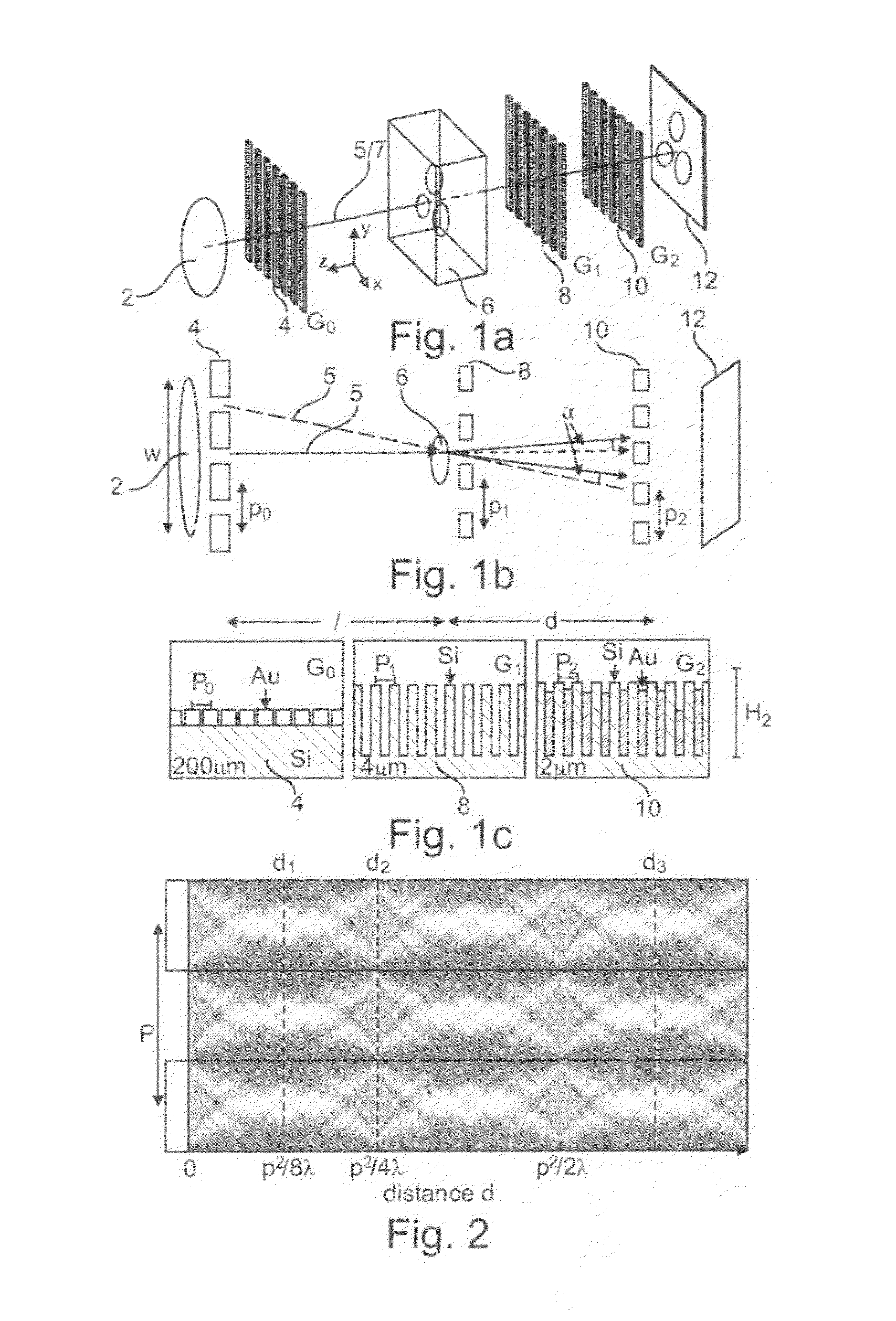 Apparatus for phase-contrast imaging comprising a displaceable X-ray detector element and method