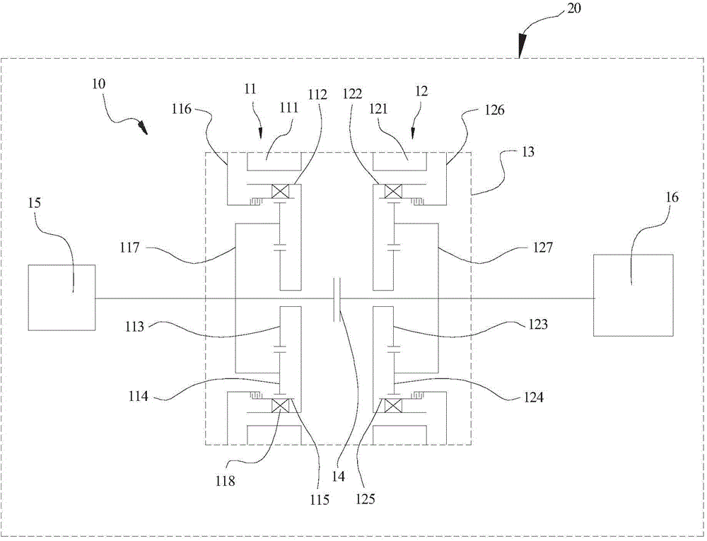 Power output device and hybrid driving system comprising same