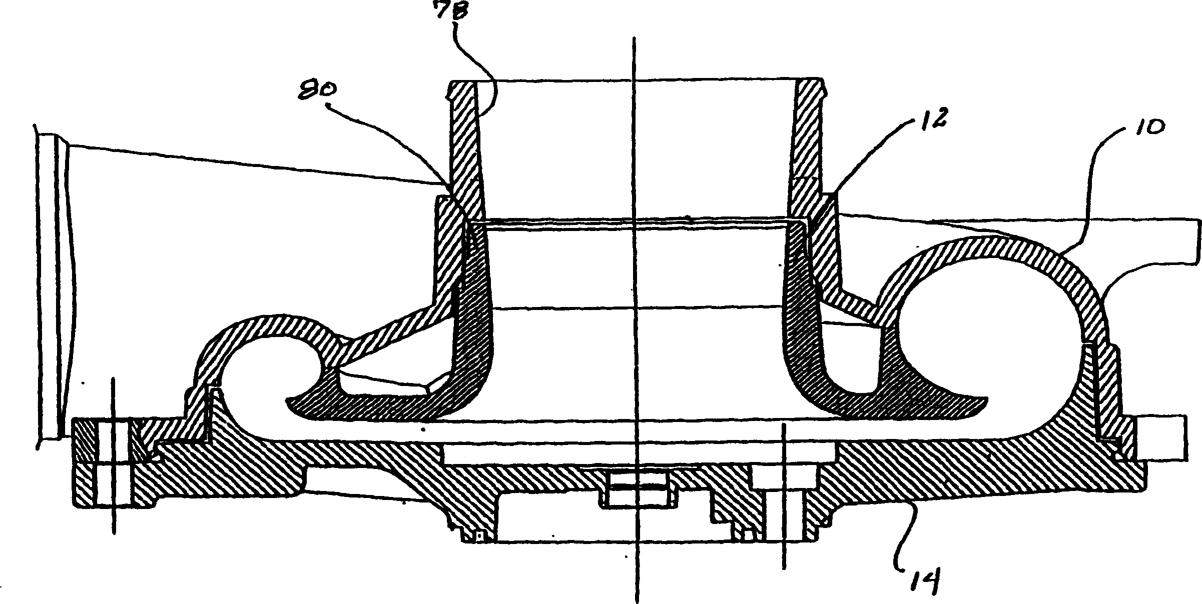 Die cast compressor housing for centrifugal compressors with a true volute shape