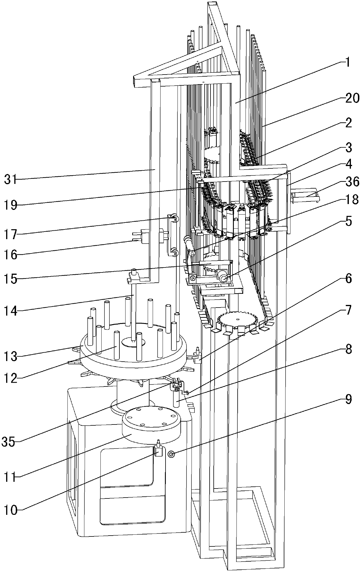 Glass tube conveying mechanism and full-automatic continuous tube-inserting machine using same