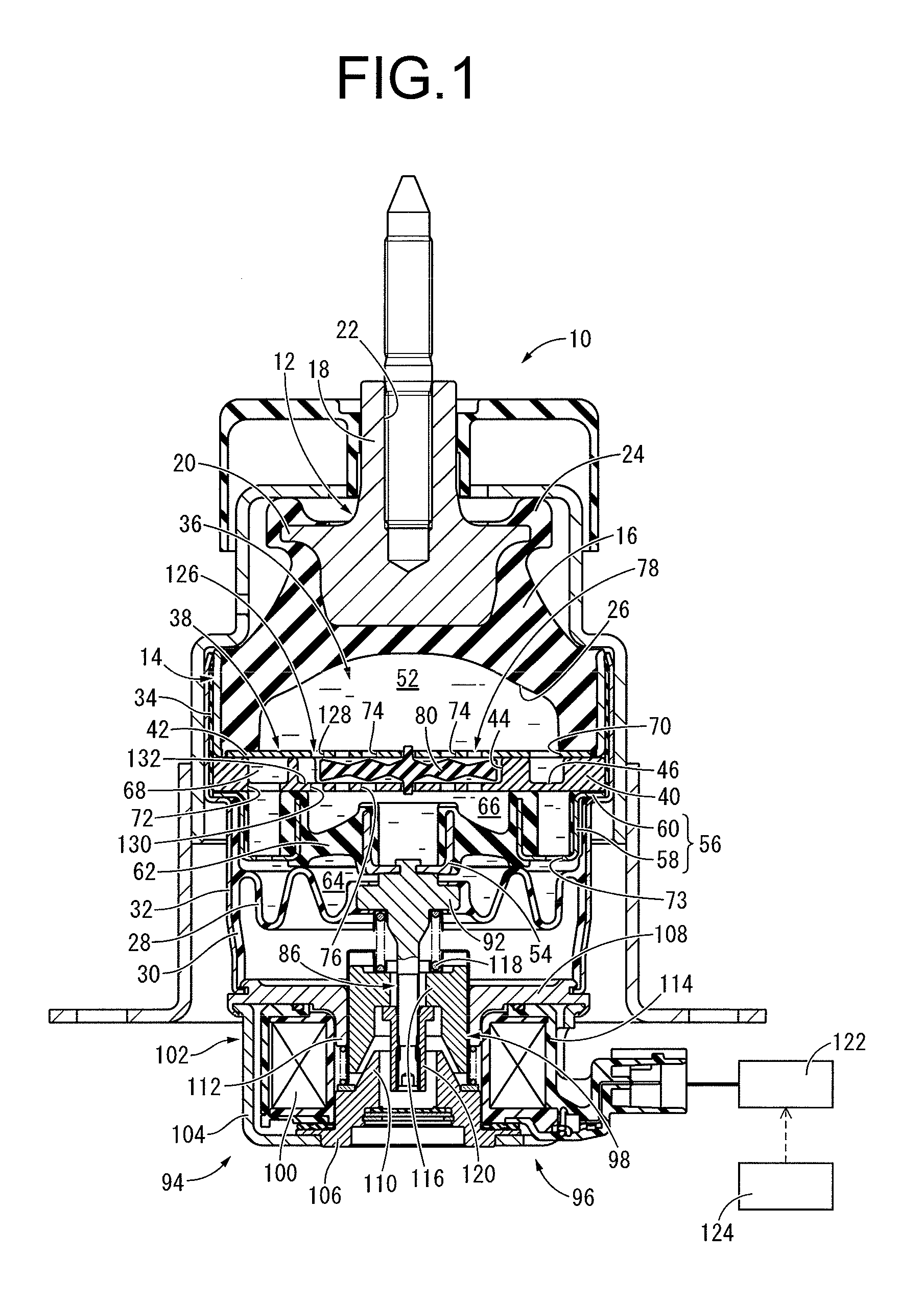 Fluid-filled type active vibration damping device