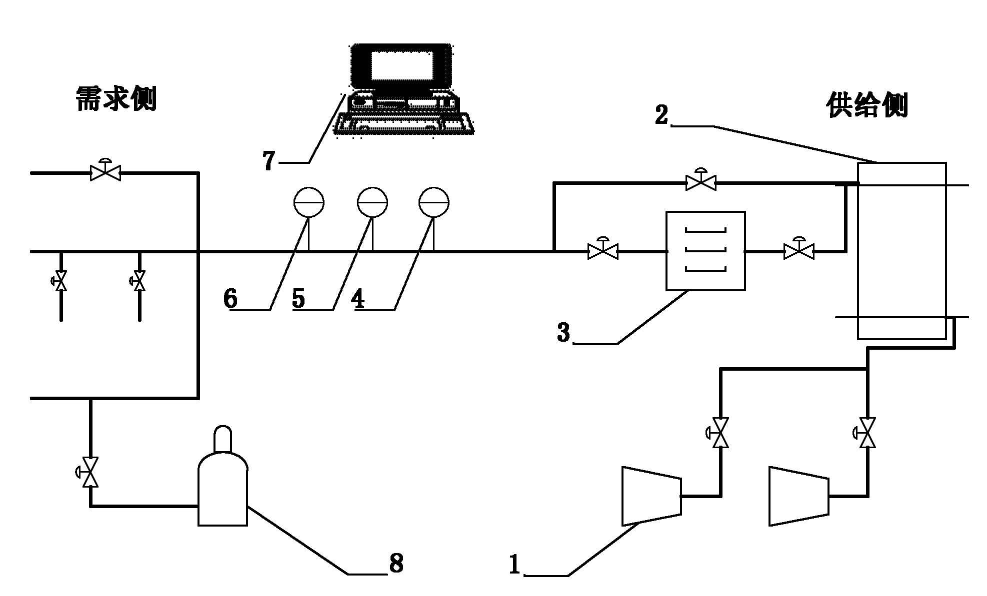 Compressed air system and intelligent pipe network leakage detecting method for same