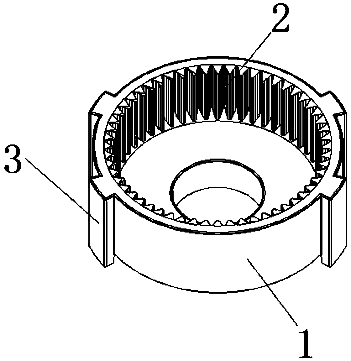 Compact high-power speed reduction gear ring for starting machine of diesel vehicle