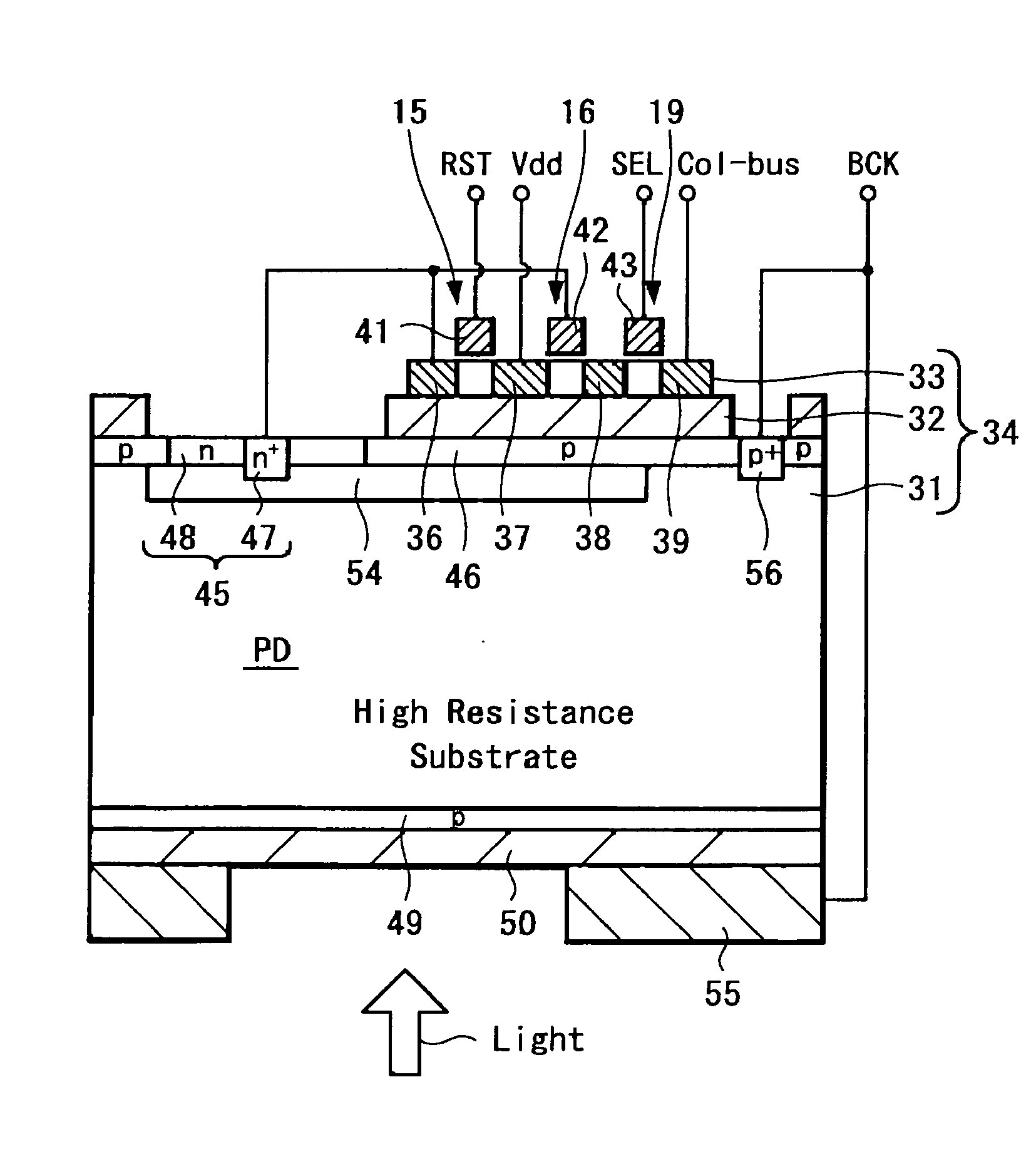 Back-illuminated type solid-state imaging device