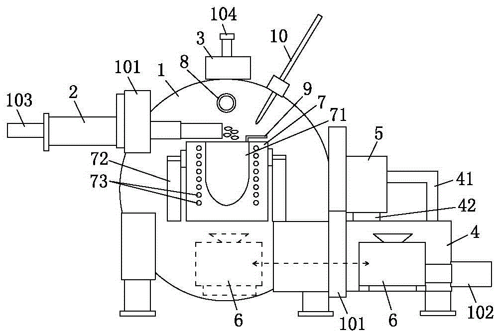 High-frequency vacuum induction melting device and method for melting amorphous alloy using the same