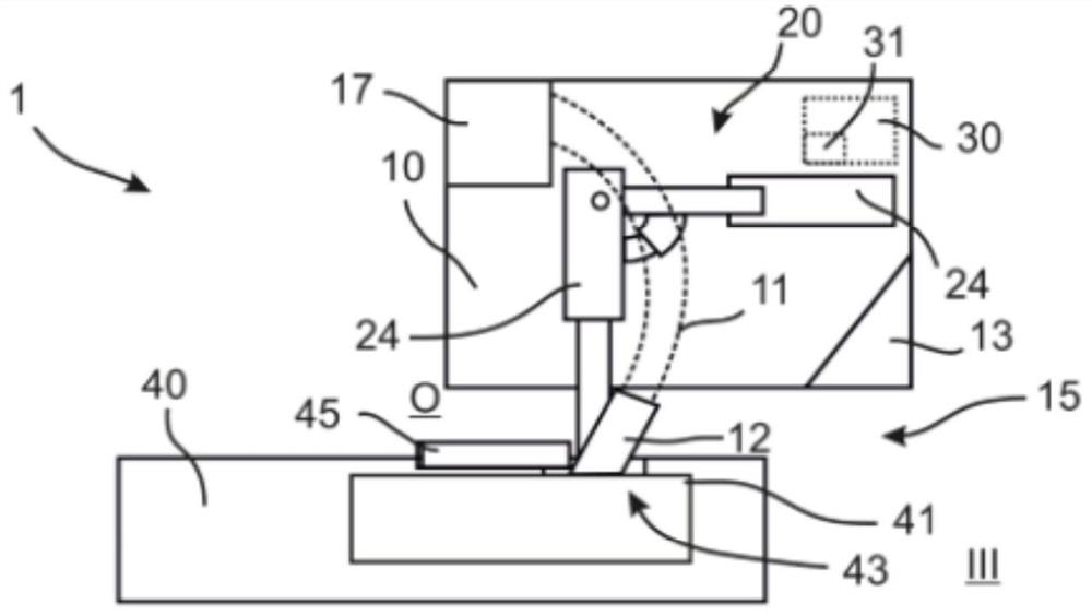 Base station for stationary emptying of a dirt space of a mobile cleaning apparatus, cleaning system and method