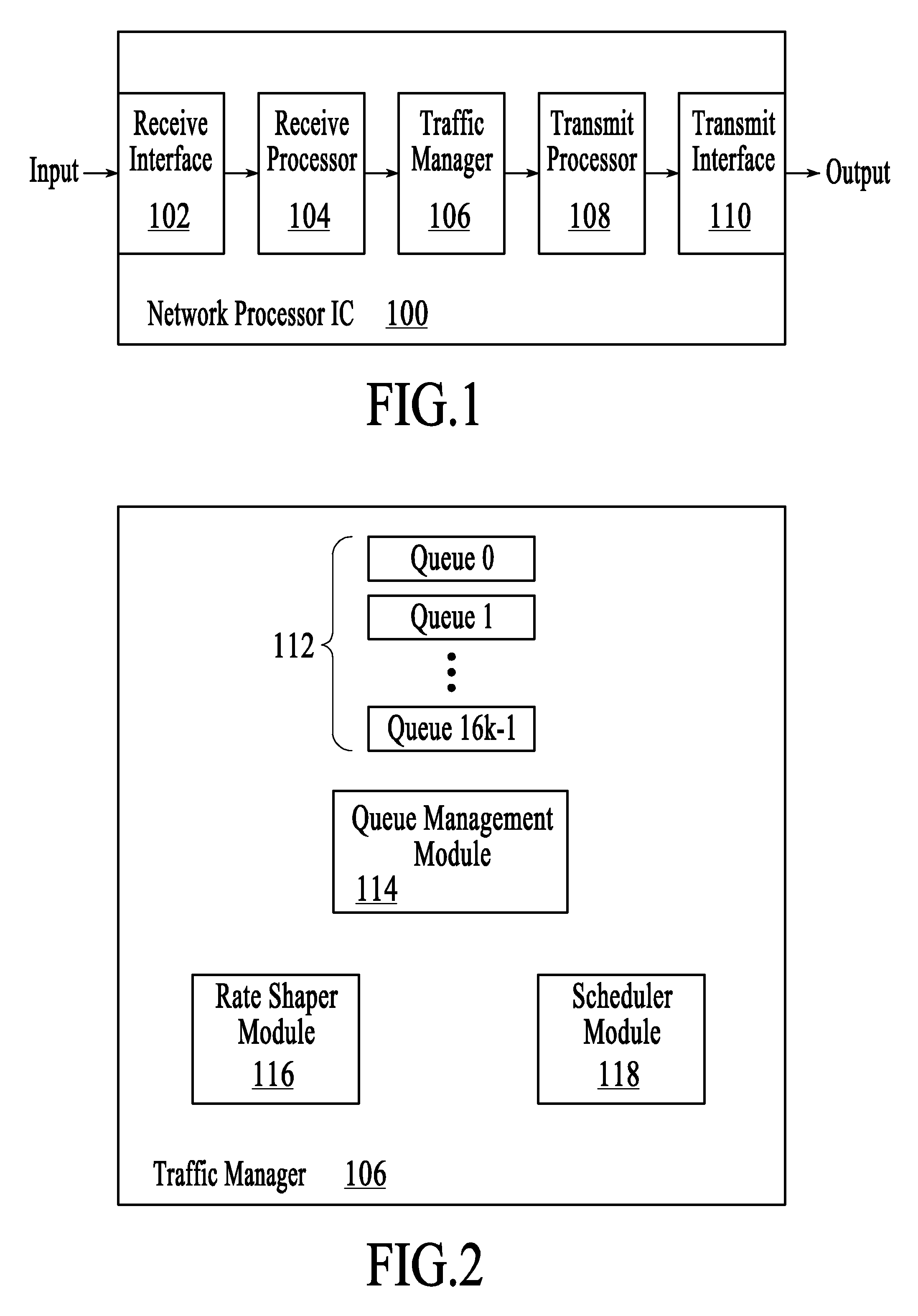 Highly-scalable hardware-based traffic management within a network processor integrated circuit
