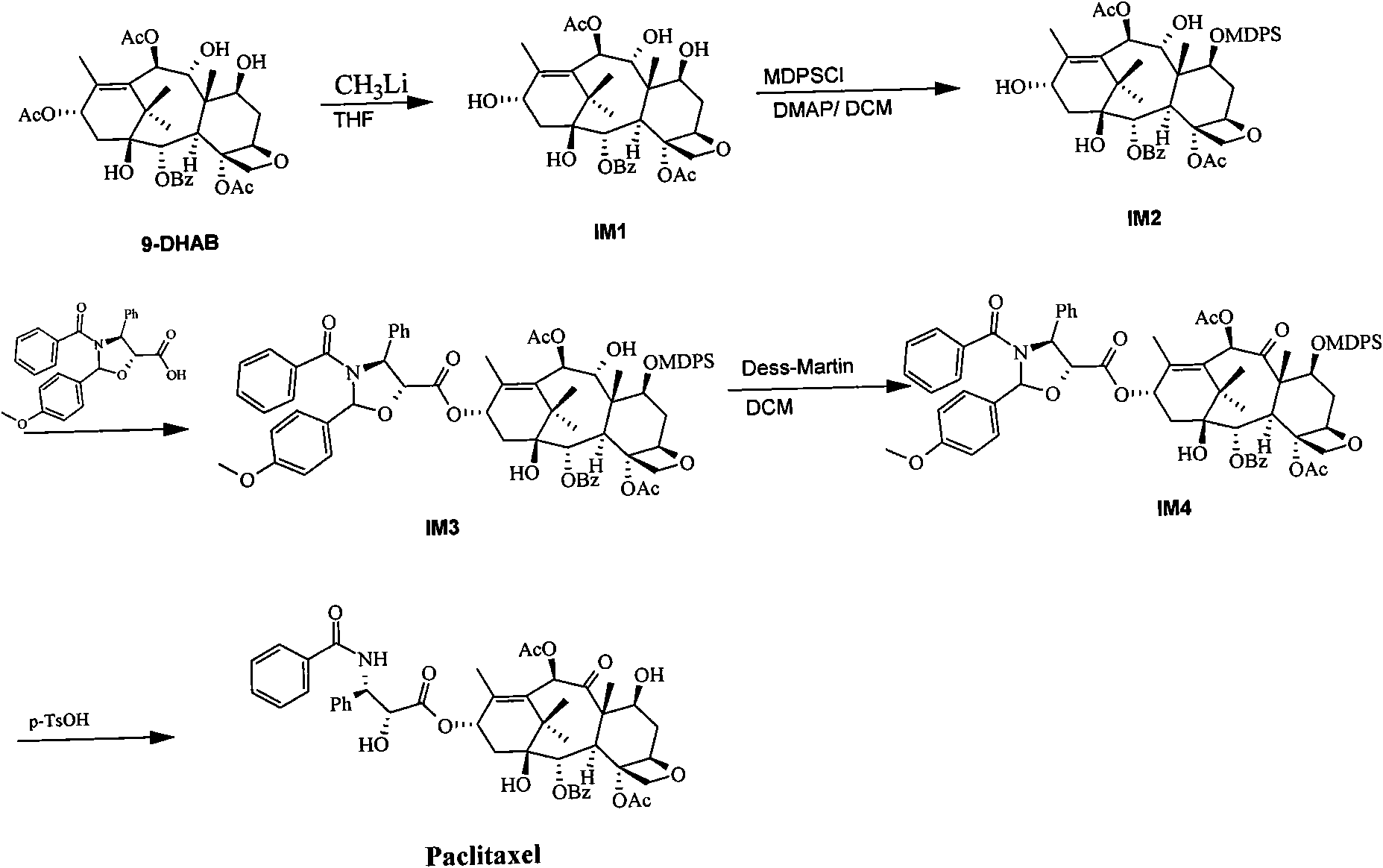 Method for semi-synthesizing paclitaxel and docetaxel
