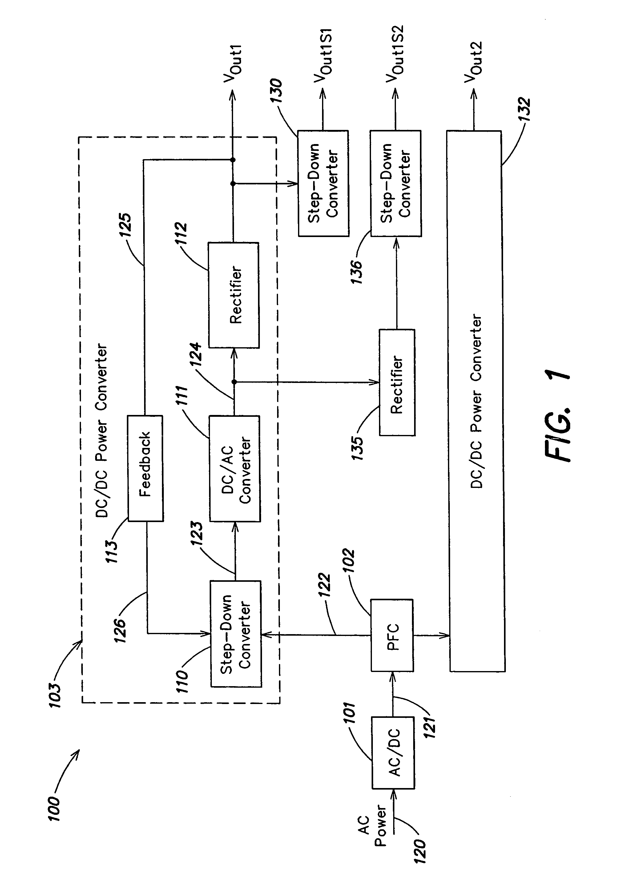 Switching type power converter circuit and method for use therein