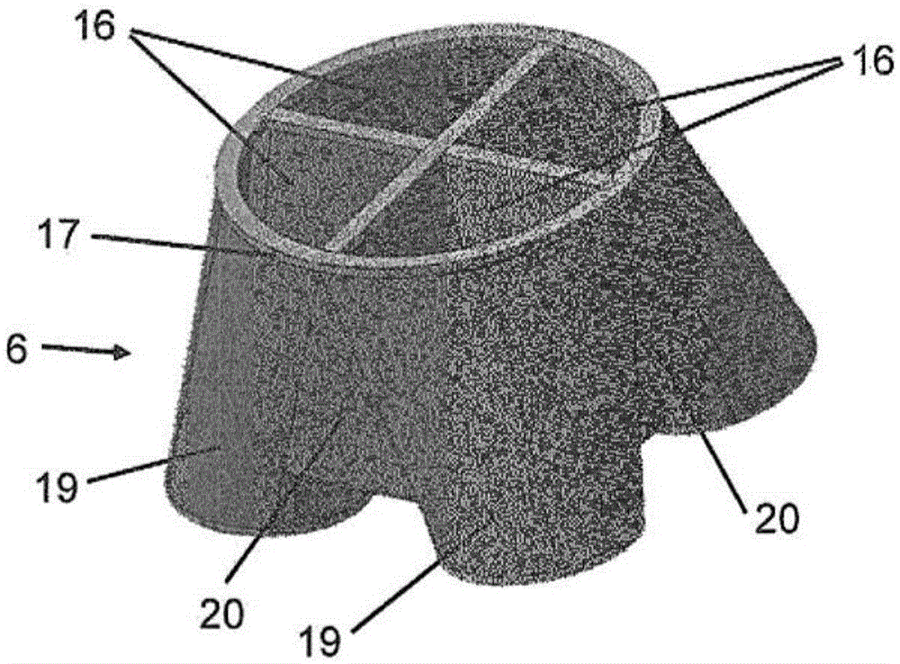 Transition body between tower sections of wind turbine, and tower of wind turbine comprising transition body