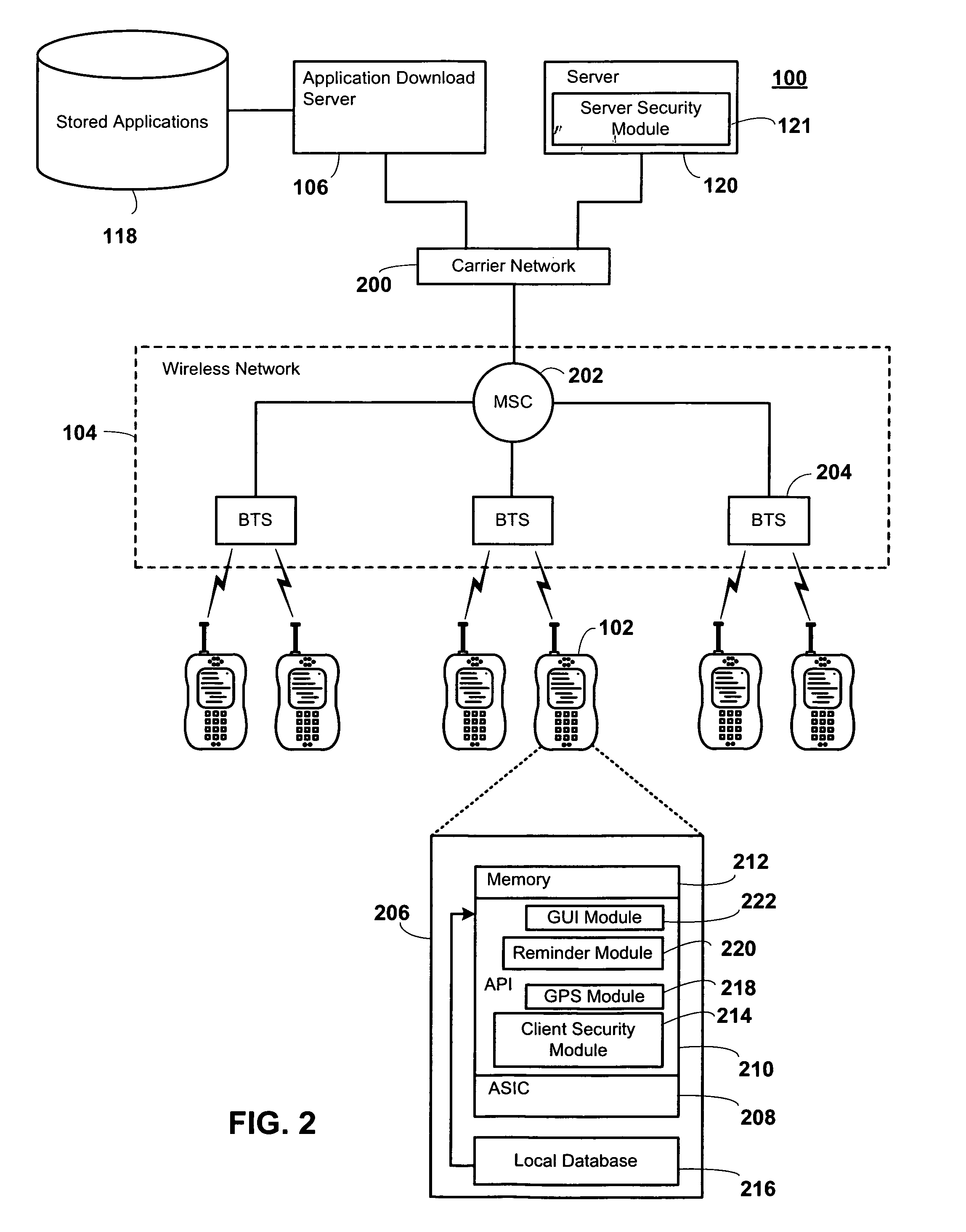 System and method of controlling a graphical user interface at a wireless device