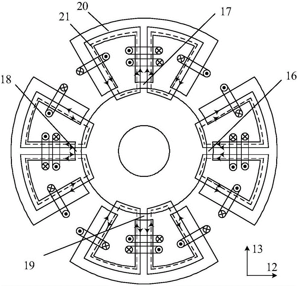 Mixed magnetic bearing dual-winding switch reluctance motor and control method