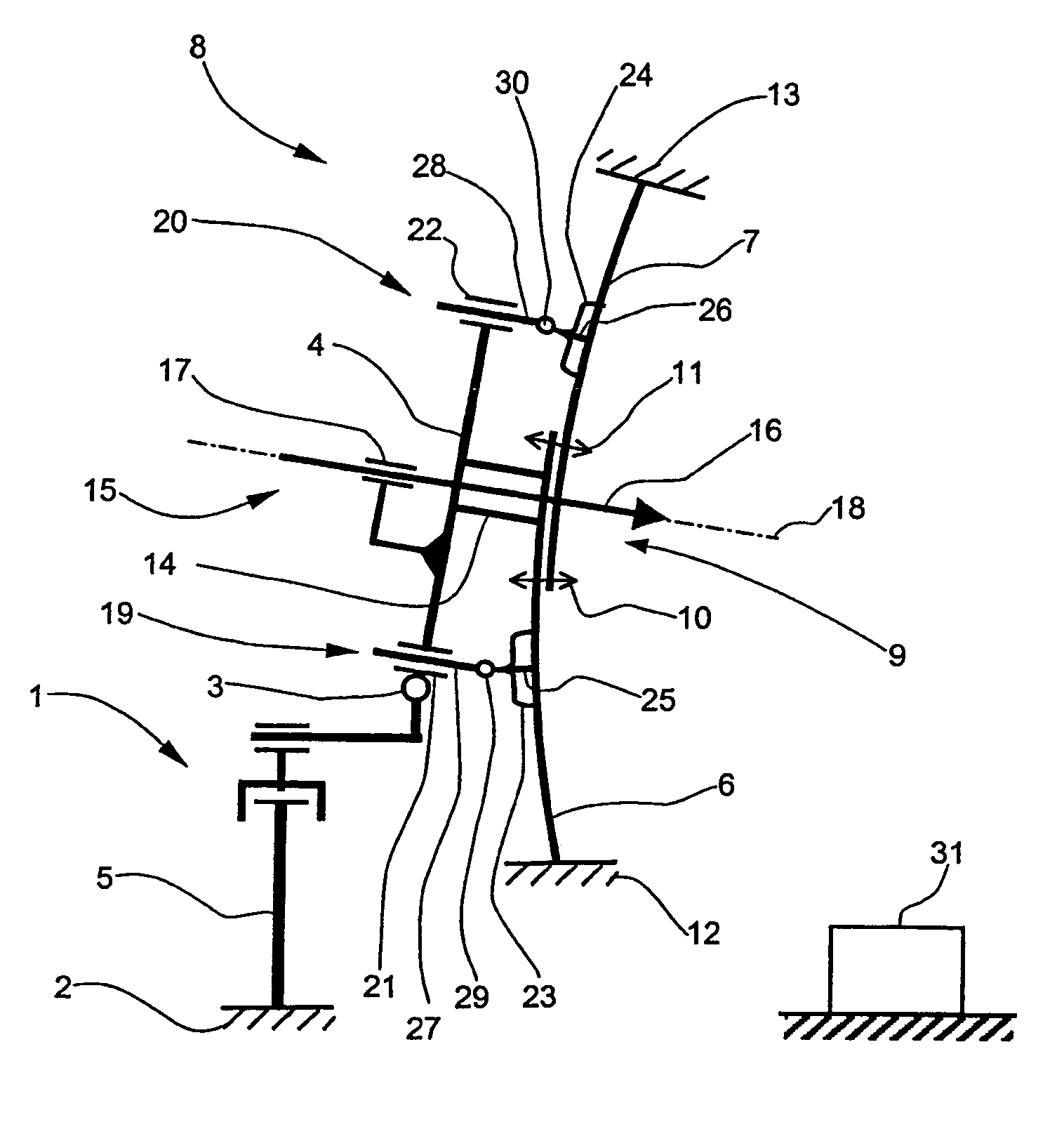 Device for processing components for means of transport, in particular for processing sections for aircraft