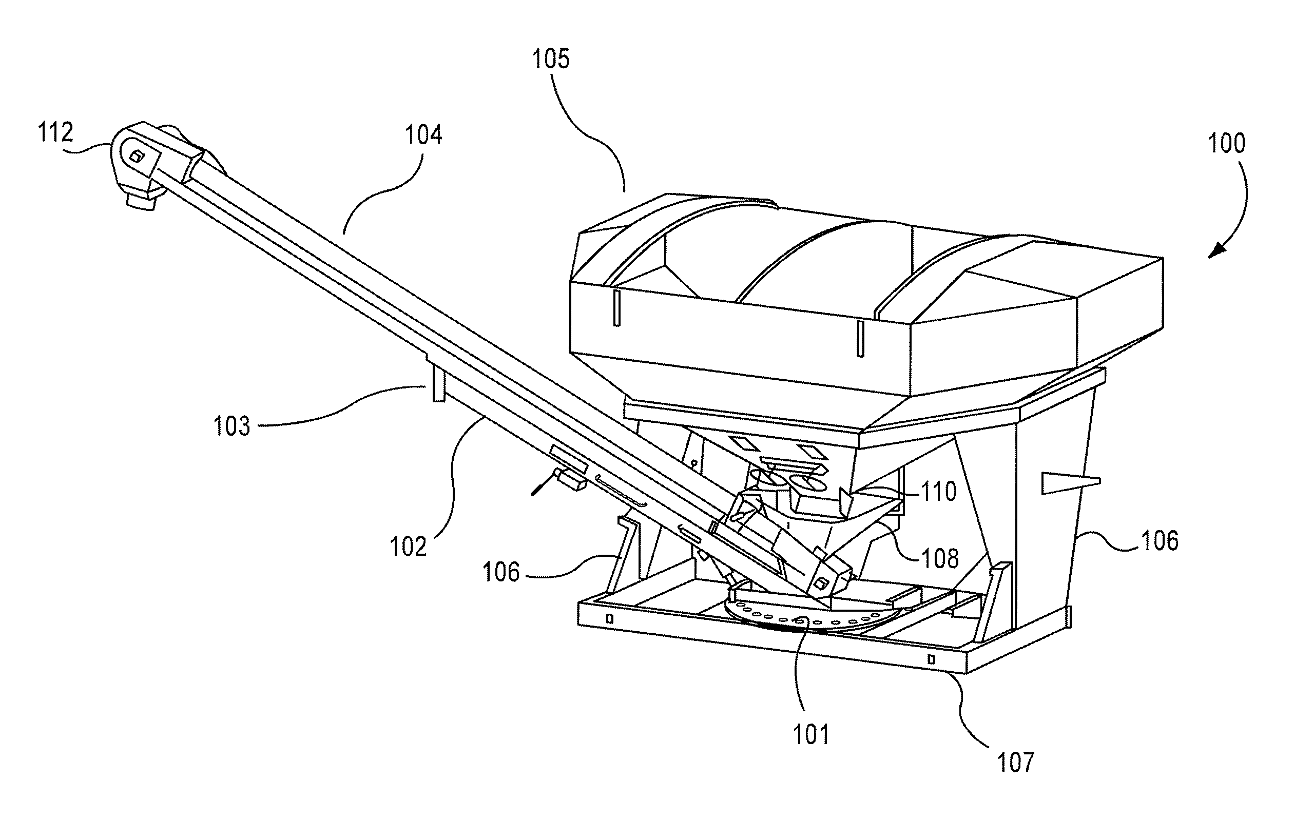 Seed carrier with pivoting conveyor