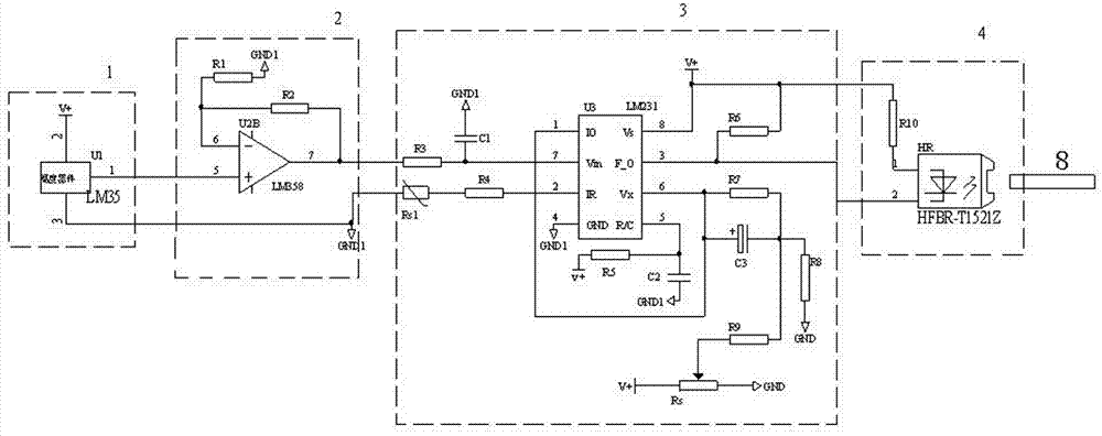 Detection circuit suitable for on-line temperature of high-voltage solid-state soft starter