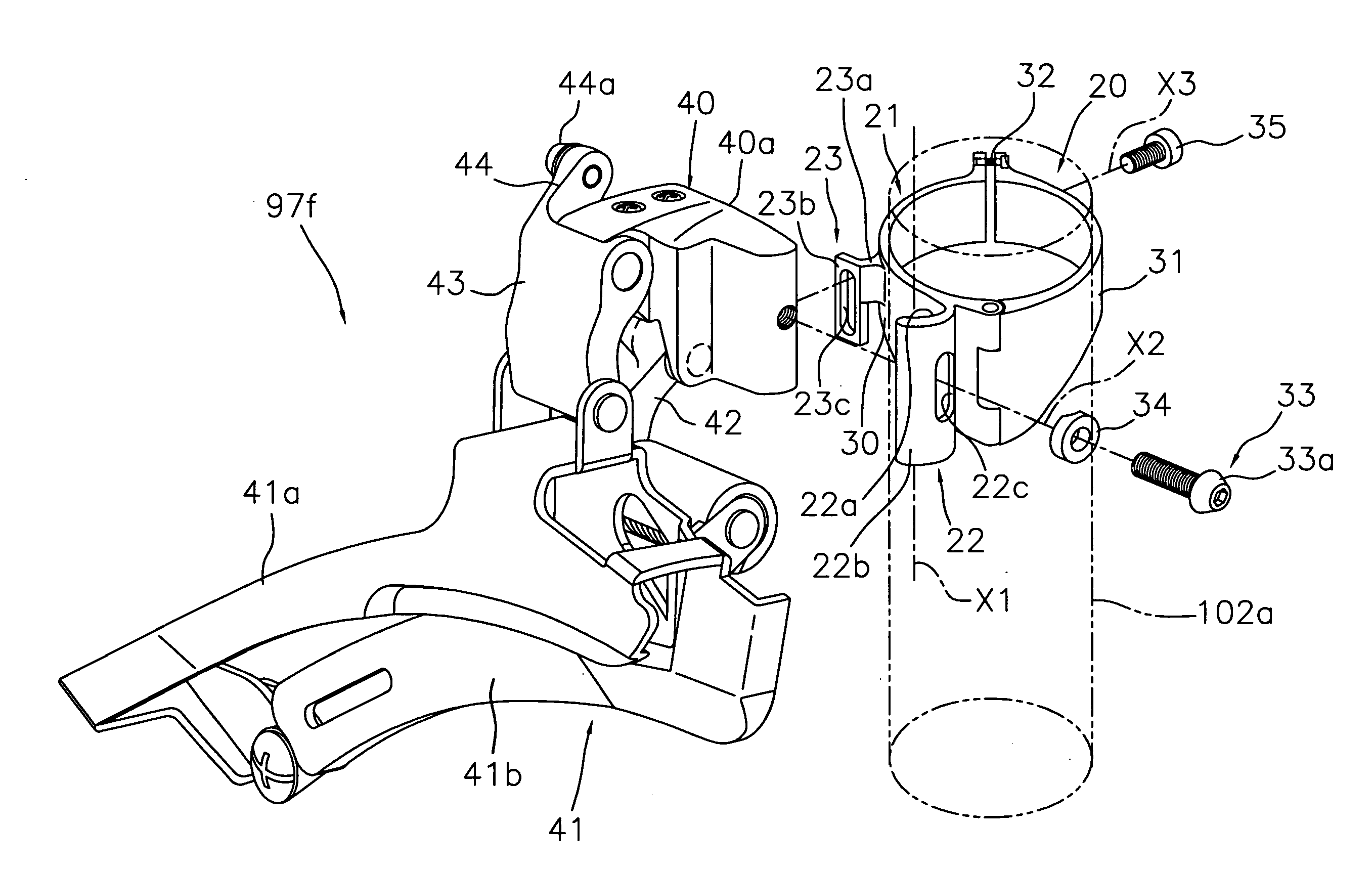 Front derailleur with mounting fixture
