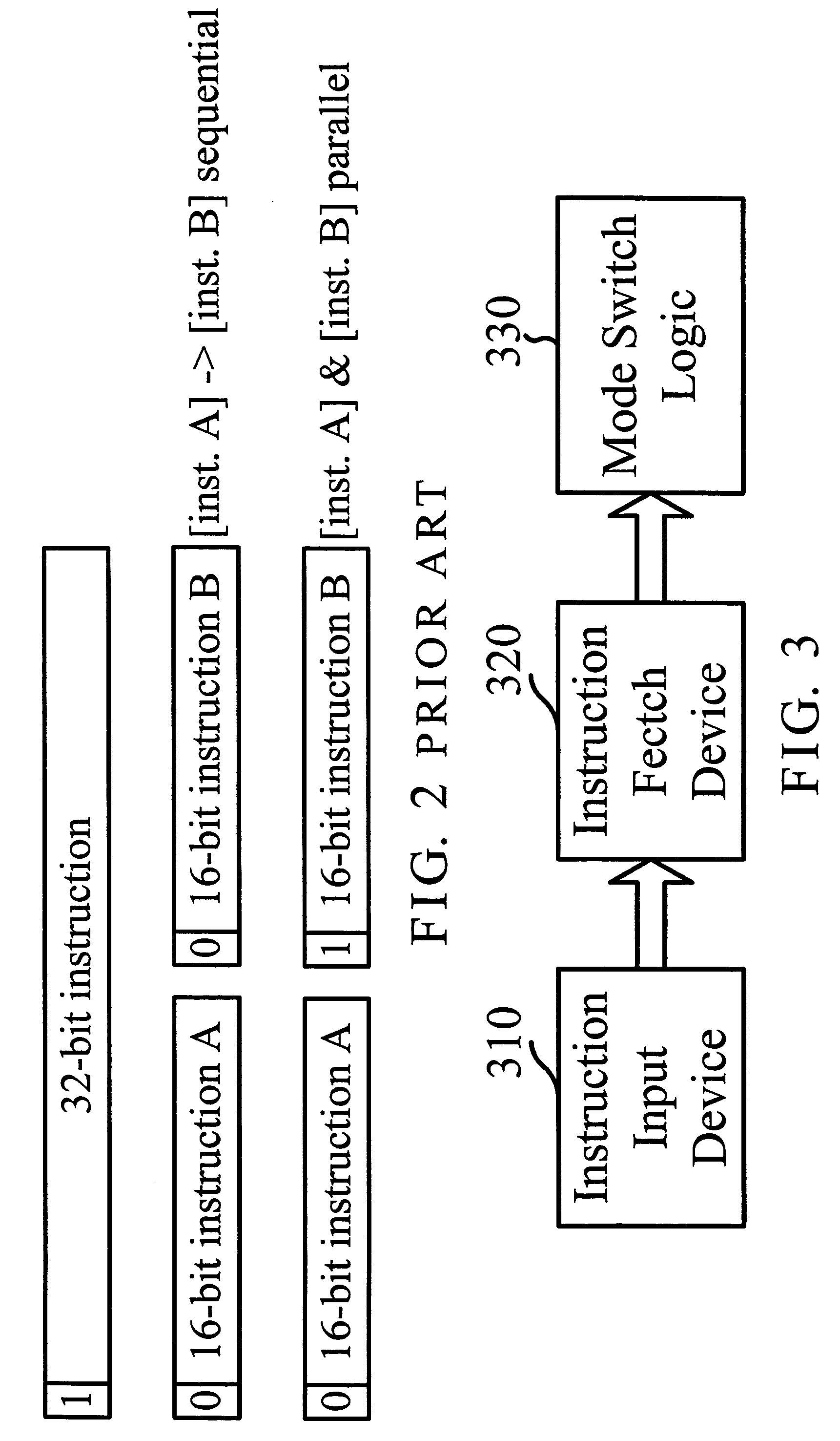 Processor and method of automatic instruction mode switching between n-bit and 2n-bit instructions by using parity check