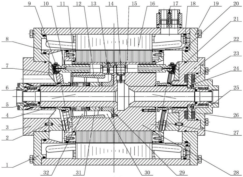 A plunger type hydraulic motor pump with an internal integrated front pump