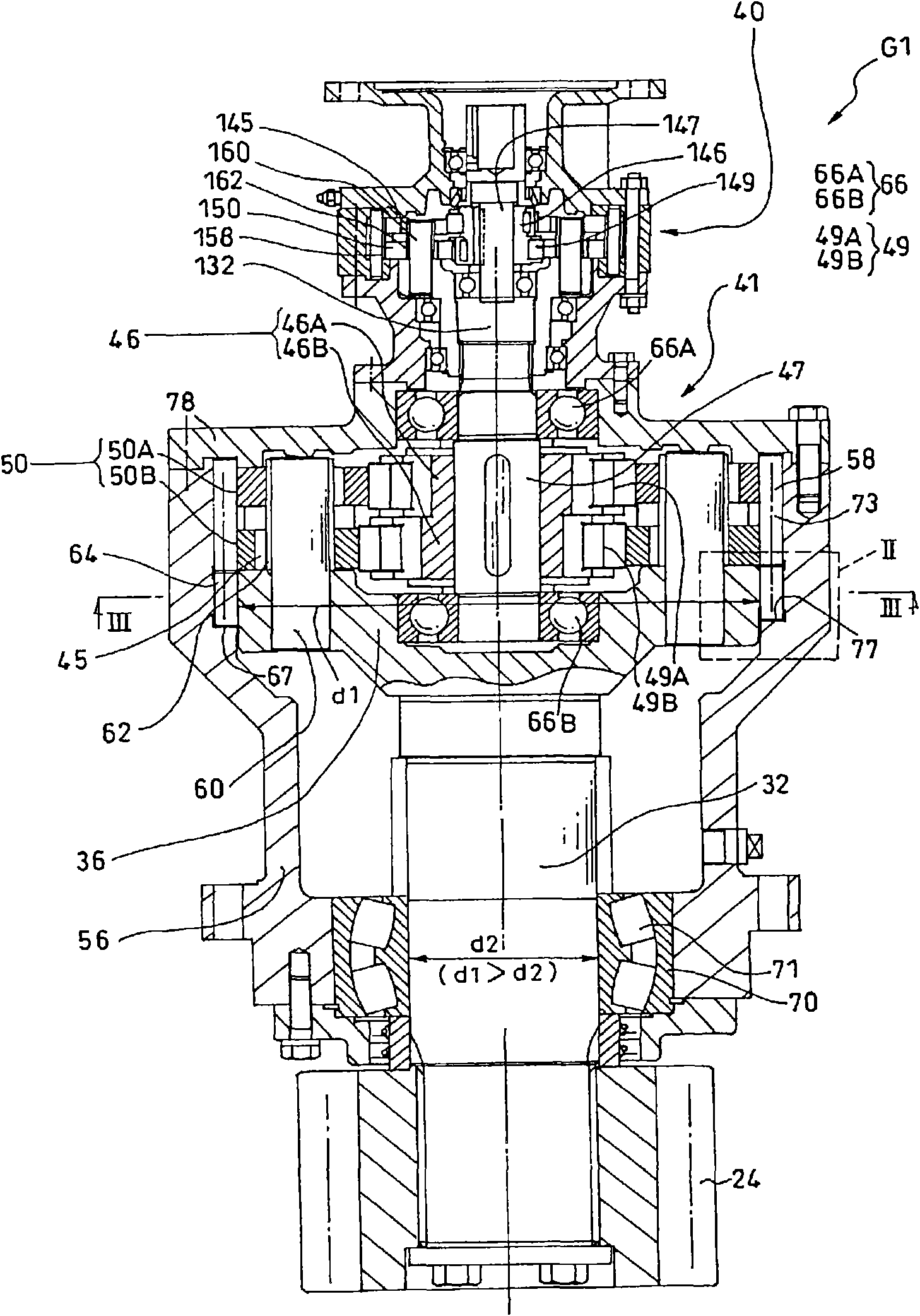 Reduction gear for natural energy recovery system