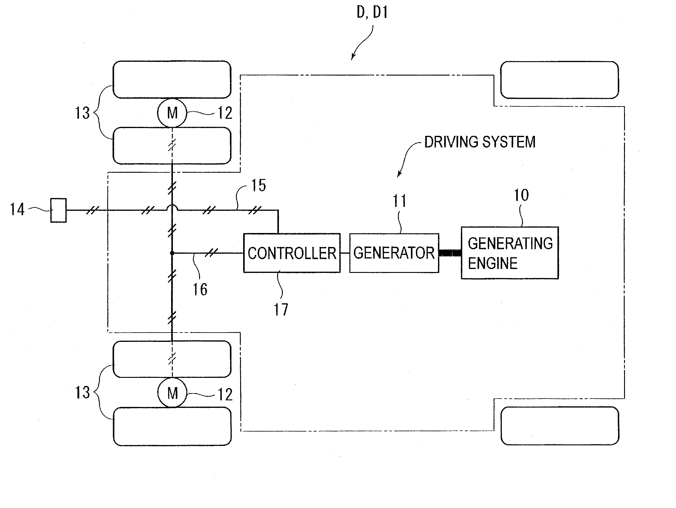 Traveling system for a driving vehicle