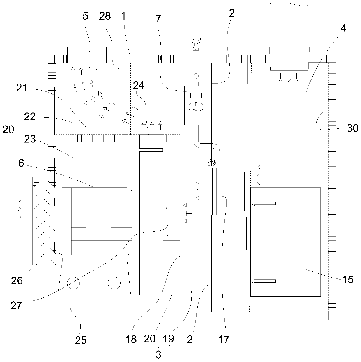 Dust suction and noise reduction device for continuous operation of hosiery machine and method of using same